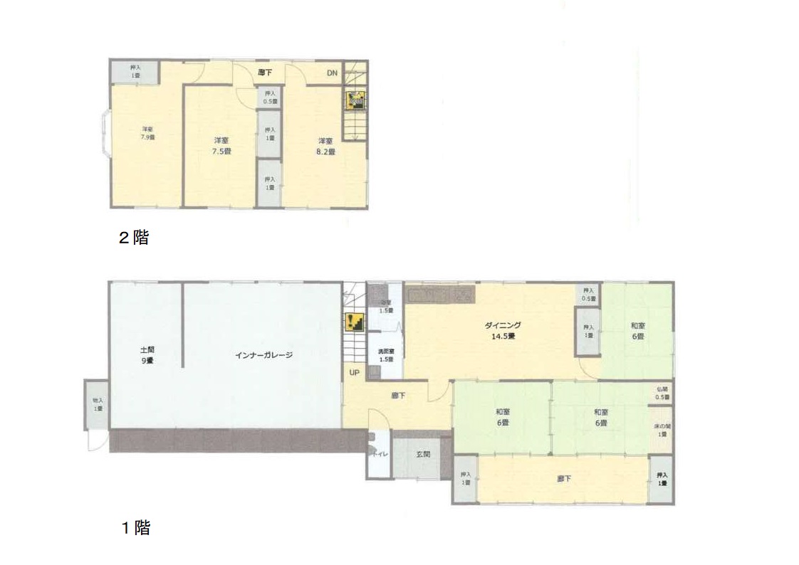 Floor plan for 1970s wood house on a large plot in Fukuoka