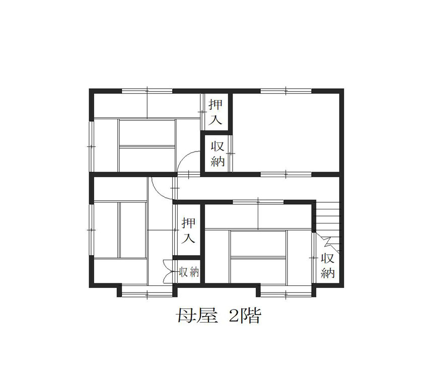 Floor plan for 1980s wood house with storehouses in Hiyoshi, Nantan