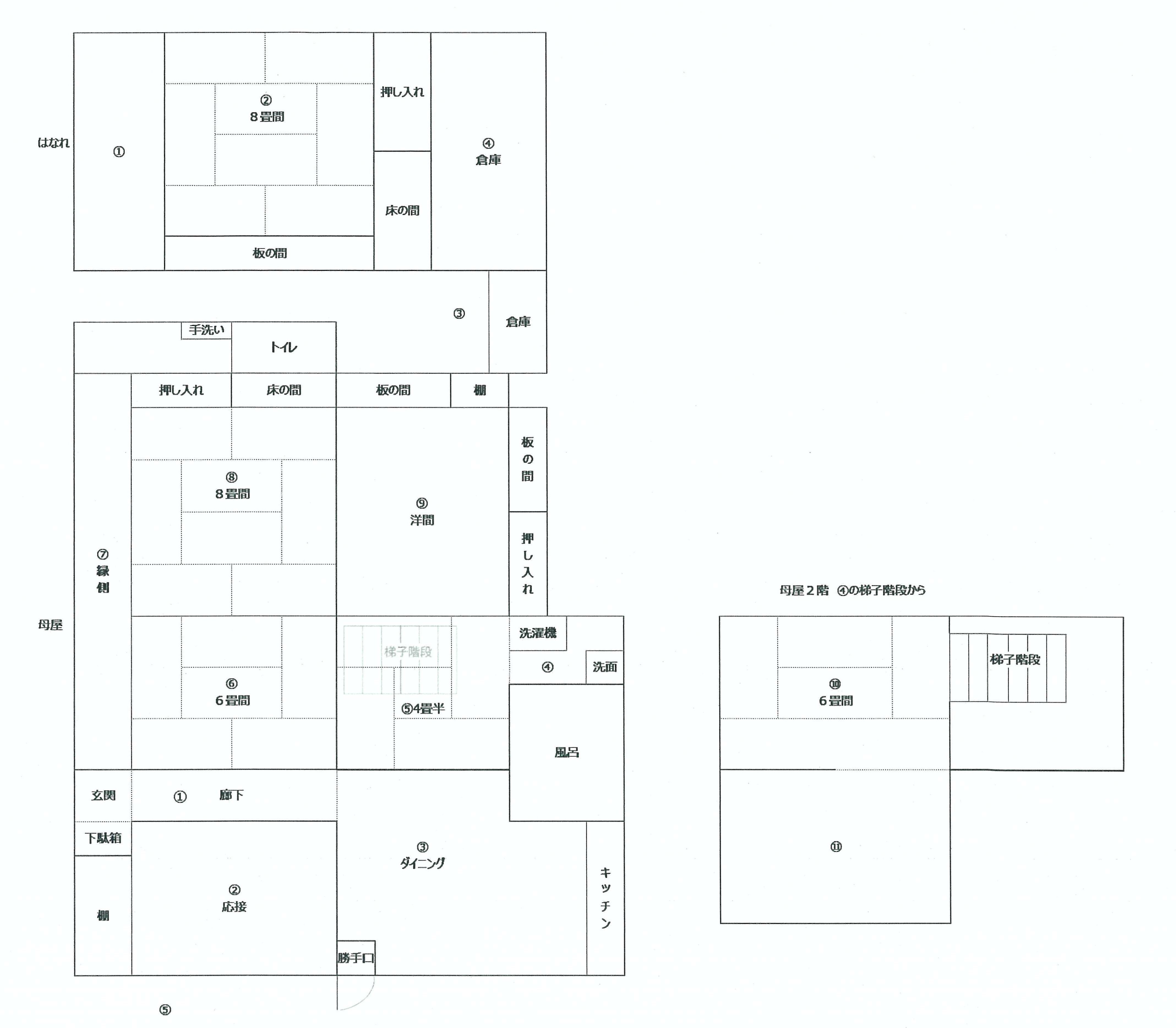 Floor plan for Wood house on a large plot in Okayama