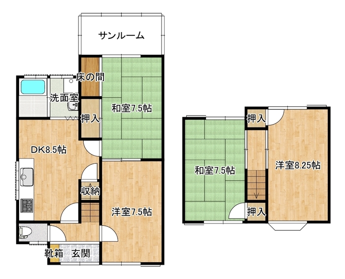 Floor plan for 1990s wood house in Kagawa