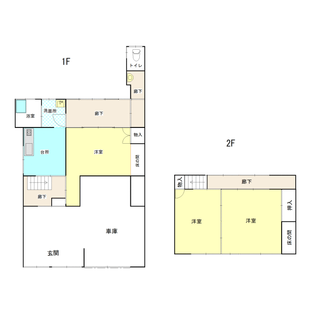 Floor plan for 1950s wood house, 19-min walk to station, Fukuoka
