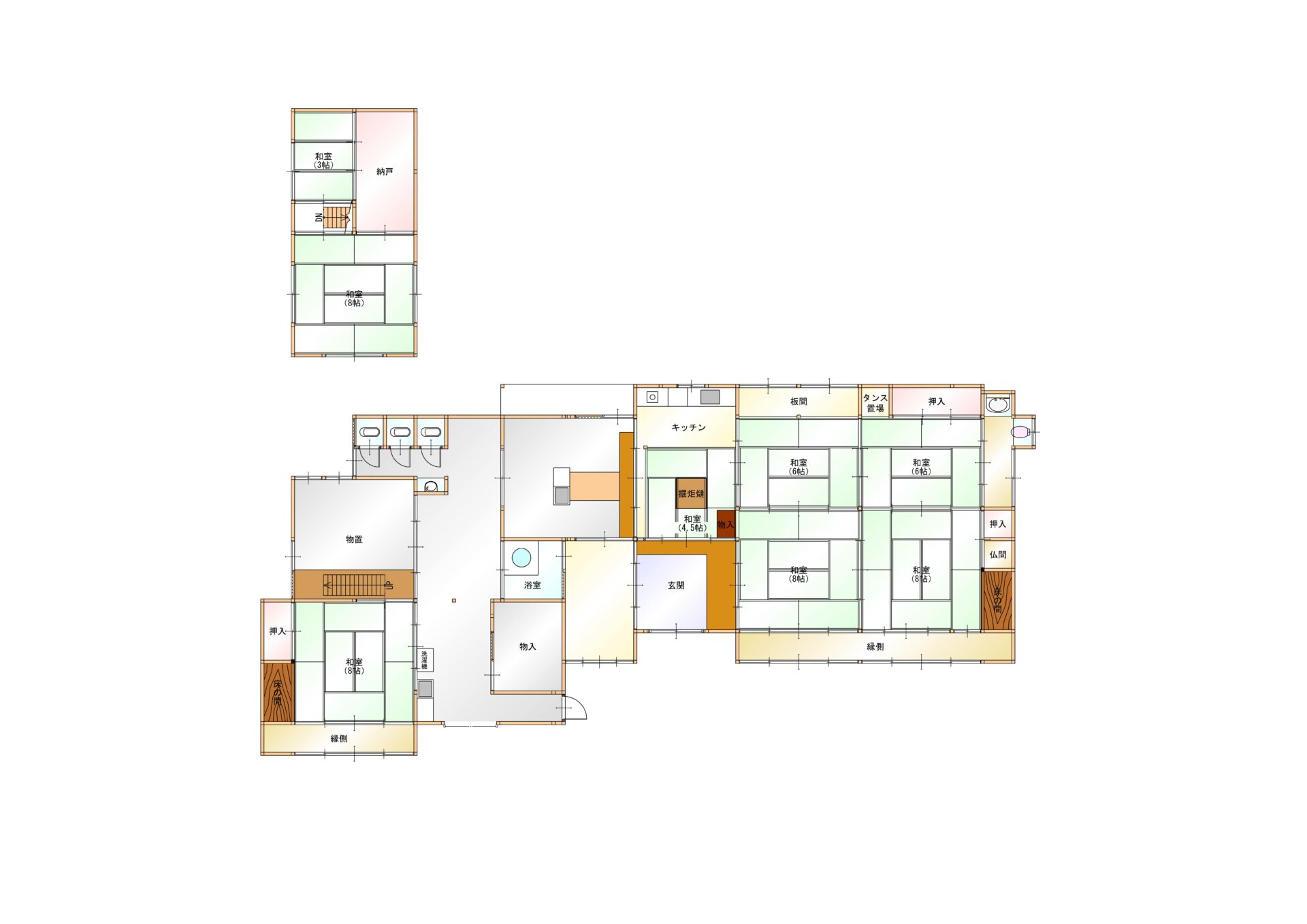 Floor plan for Wood house with storehouses in Ayabe, Kyoto