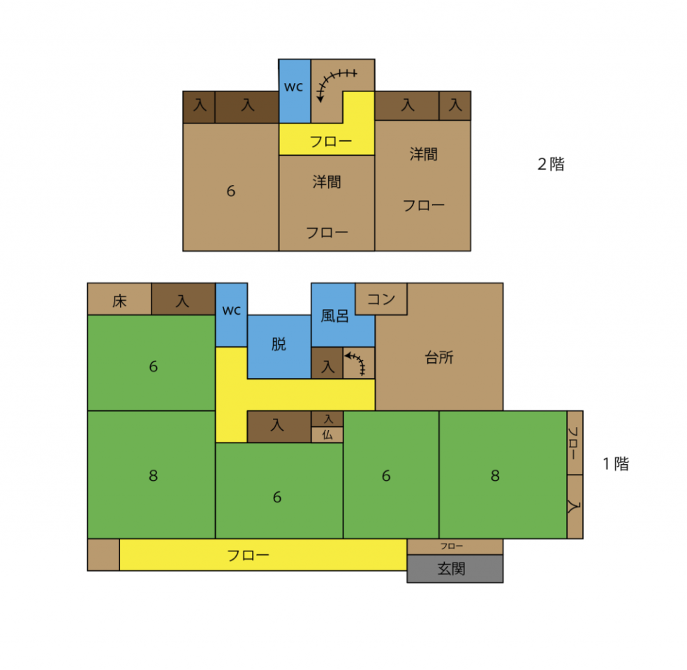 Floor plan for 1980s wood house in Tochigi