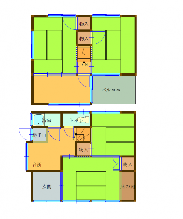Floor plan for 1960s wood house, 15-min walk to station, Okayama