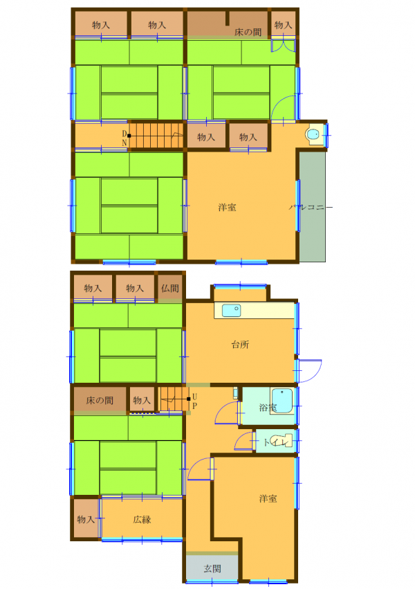 Floor plan for 1960s wood house, 17-min walk to station, Okayama
