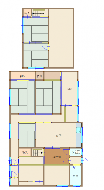 Floor plan for 1970s wood house on a large plot in Okayama