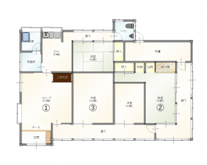 Floor plan for 1880s wood house in Iwate