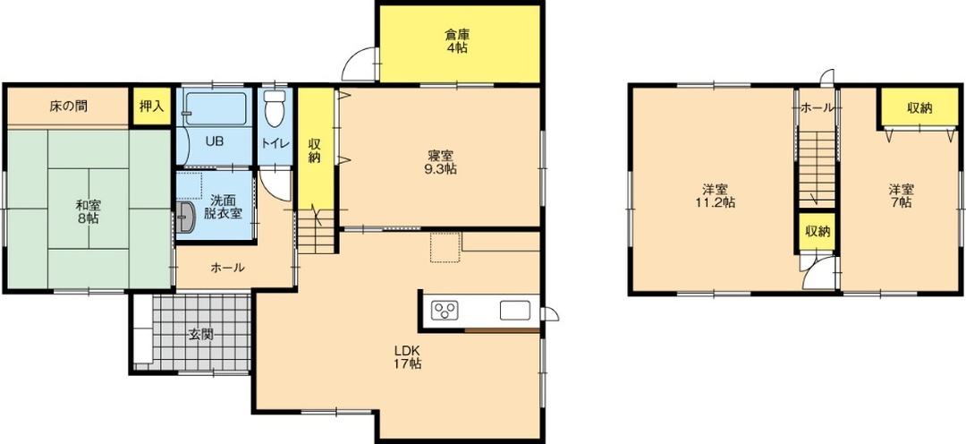 Floor plan for 1980s wood house, 6-min walk to station, Fukui