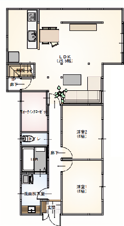 Floor plan for 1960s wood house, 8-min walk to station, Fukui