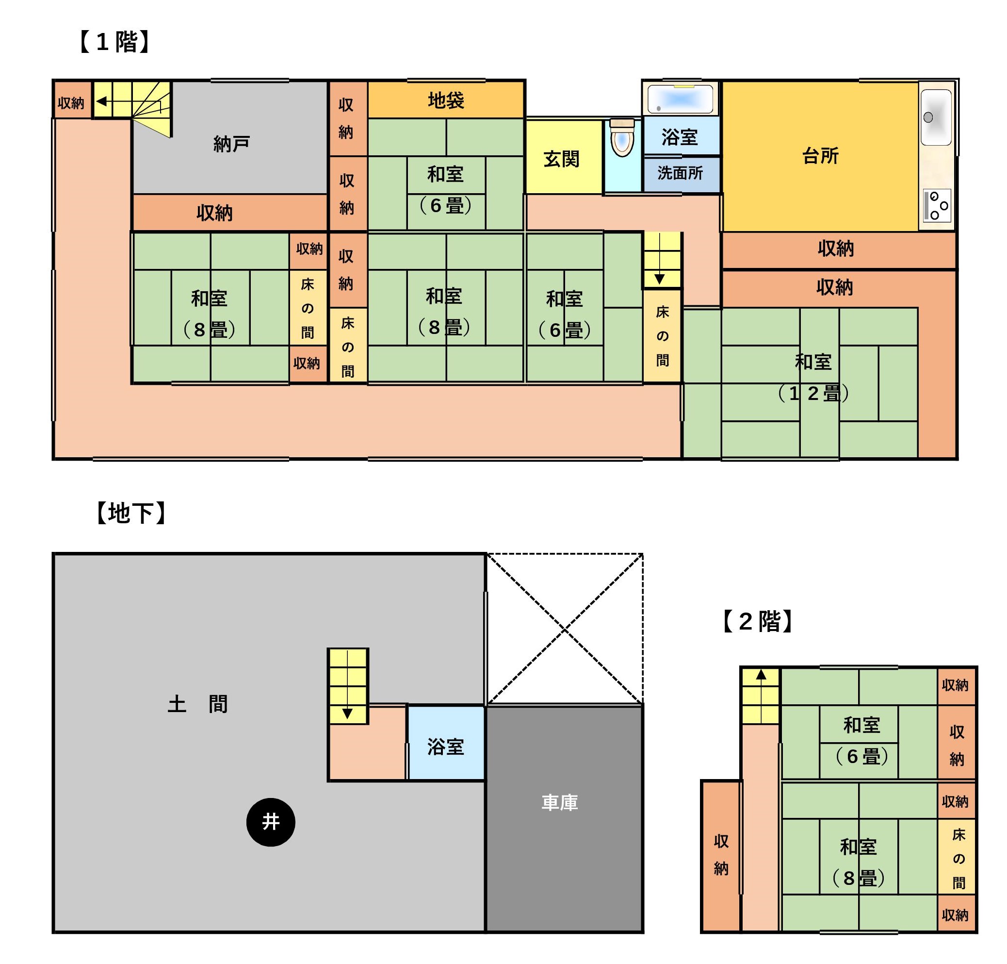 Floor plan for 1960s wood house, 7-min walk to station, Fukushima