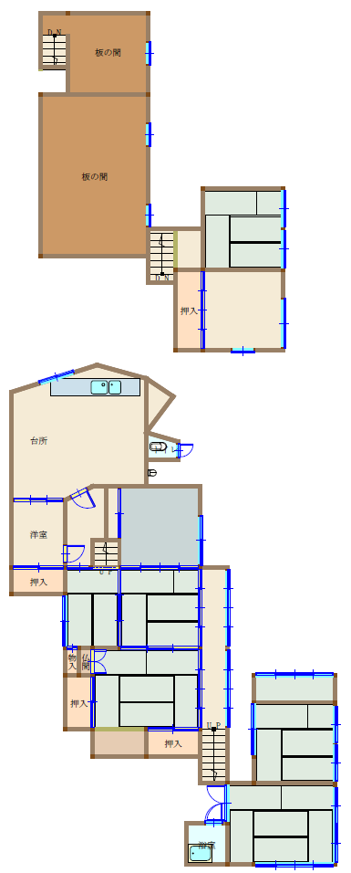 Floor plan for 1880s wood house in Okayama