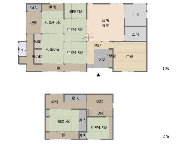 Floor plan for 1950s wood house with storehouses in Yamaguchi