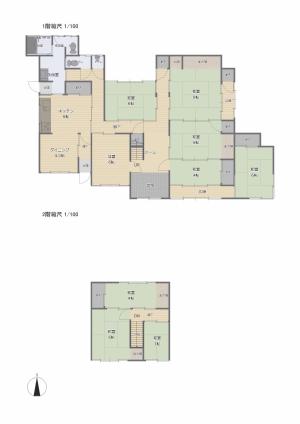 Floor plan for 1960s wood house with storehouses in Niigata