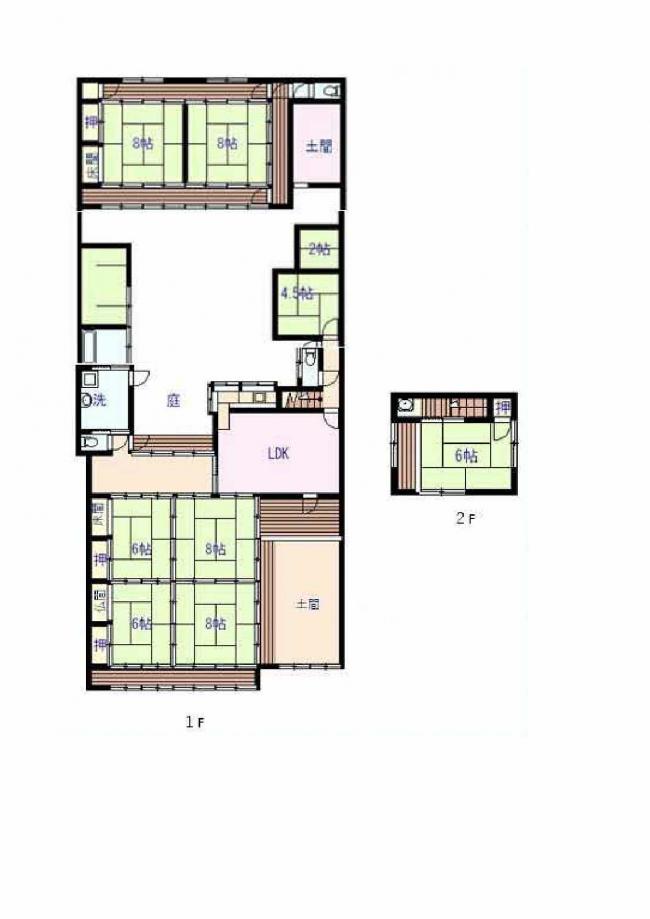 Floor plan for 1860s wood house, 16-min walk to station, Shimane