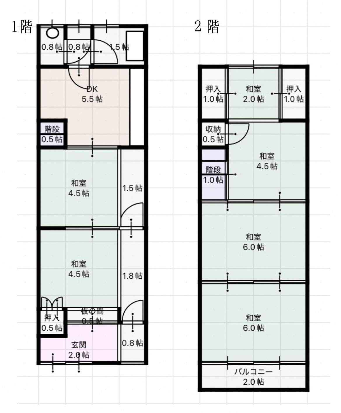 Floor plan for 1960s wood house, 3-min walk to station, Shizuoka