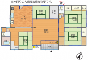 Floor plan for Wood house on a large plot in Niigata