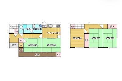 Floor plan for 1970s wood house, 12-min walk to station, Hyogo