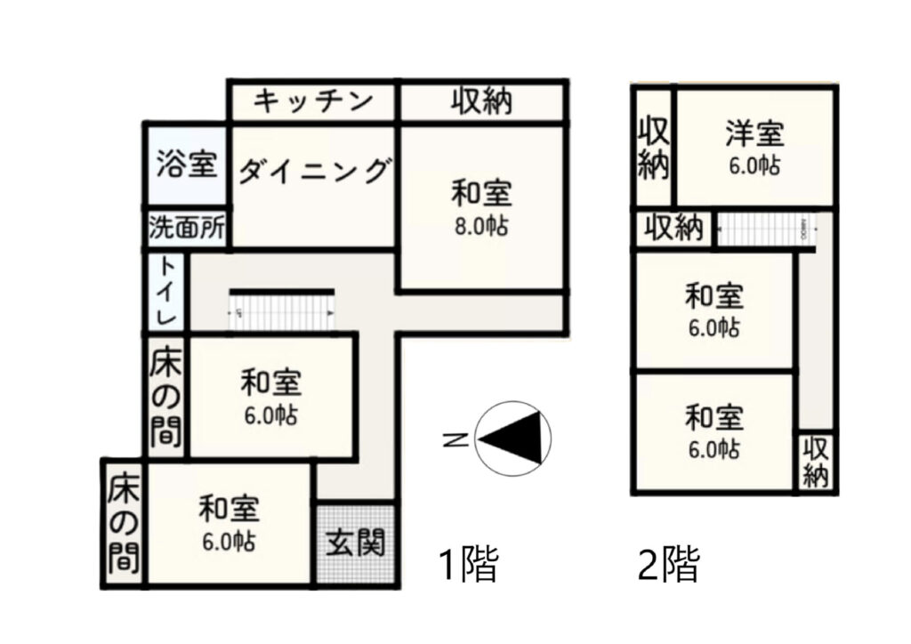 Floor plan for 1970s wood house in Hiroshima