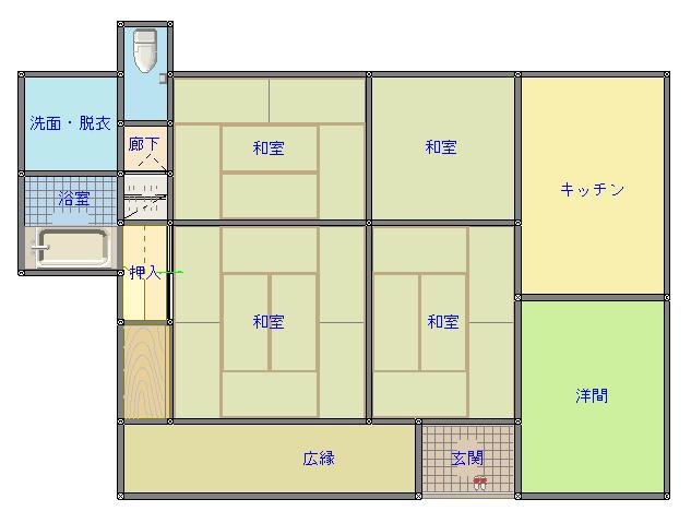 Floor plan for 1960s wood house on a large plot in Koyama, Kimotsuki