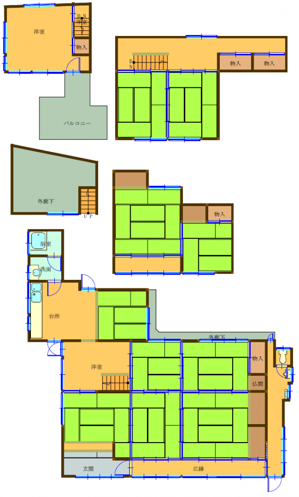 Floor plan for 1910s wood house in Kasaoka
