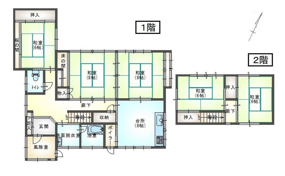 Floor plan for 1980s wood house, 17-min walk to station, Aomori