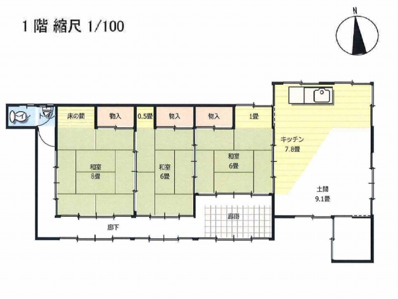 Floor plan for 1950s wood house in Tochigi