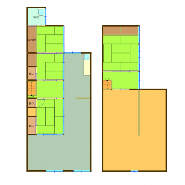 Floor plan for 1870s wood house, 15-min walk to station, Okayama
