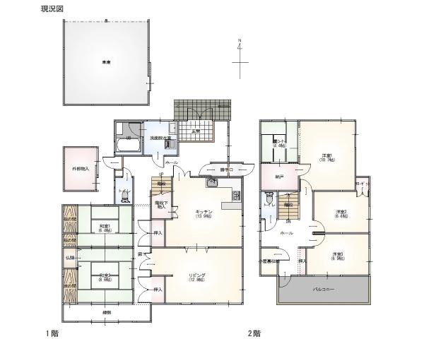 Floor plan for 1990s wood house, 3-min walk to station, Fukui