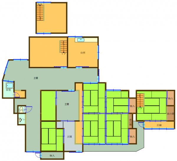 Floor plan for 1860s wood house on a large plot in Okayama