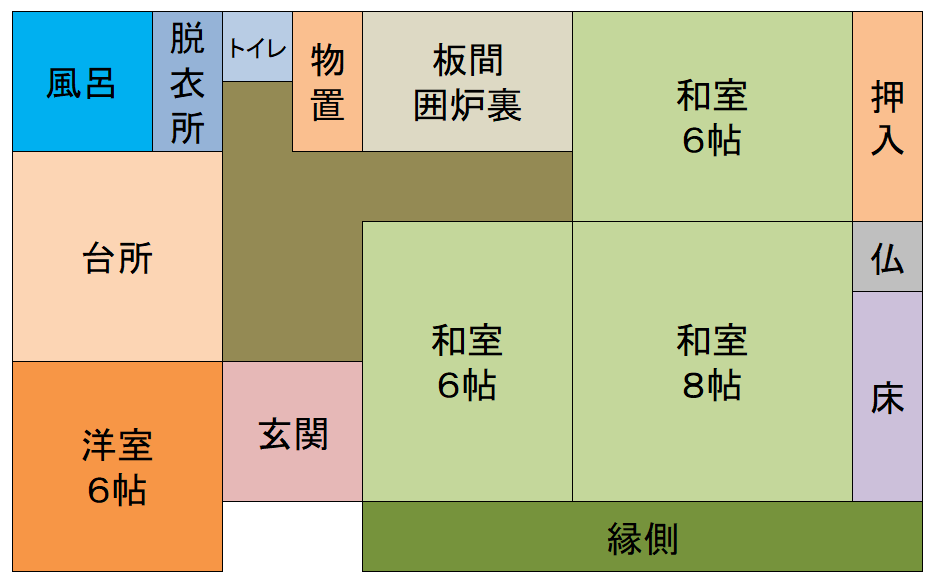 Floor plan for Five-room wooden single-story house