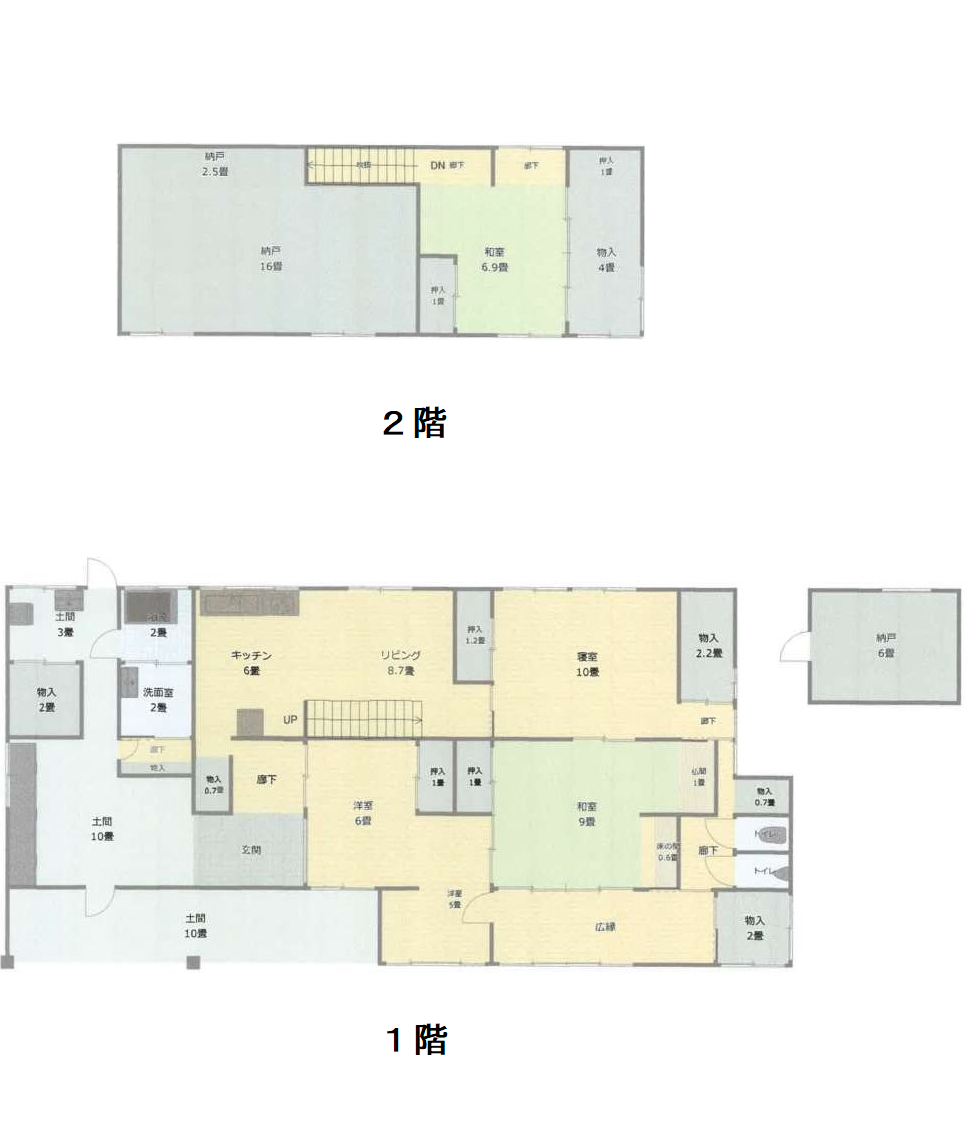 Floor plan for 1920s wood house with storehouses in Fukuoka