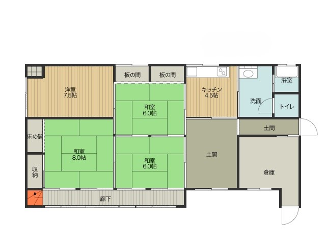 Floor plan for Mountain-surrounded peaceful old folk house countryside living (partially renovated)