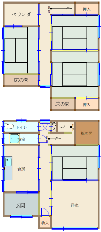 Floor plan for 1960s wood house, 15-min walk to station, Okayama