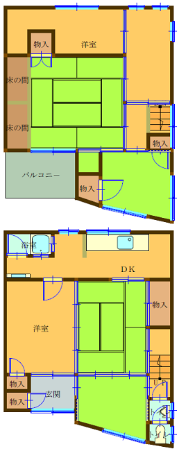 Floor plan for 1910s wood house, 17-min walk to station, Okayama