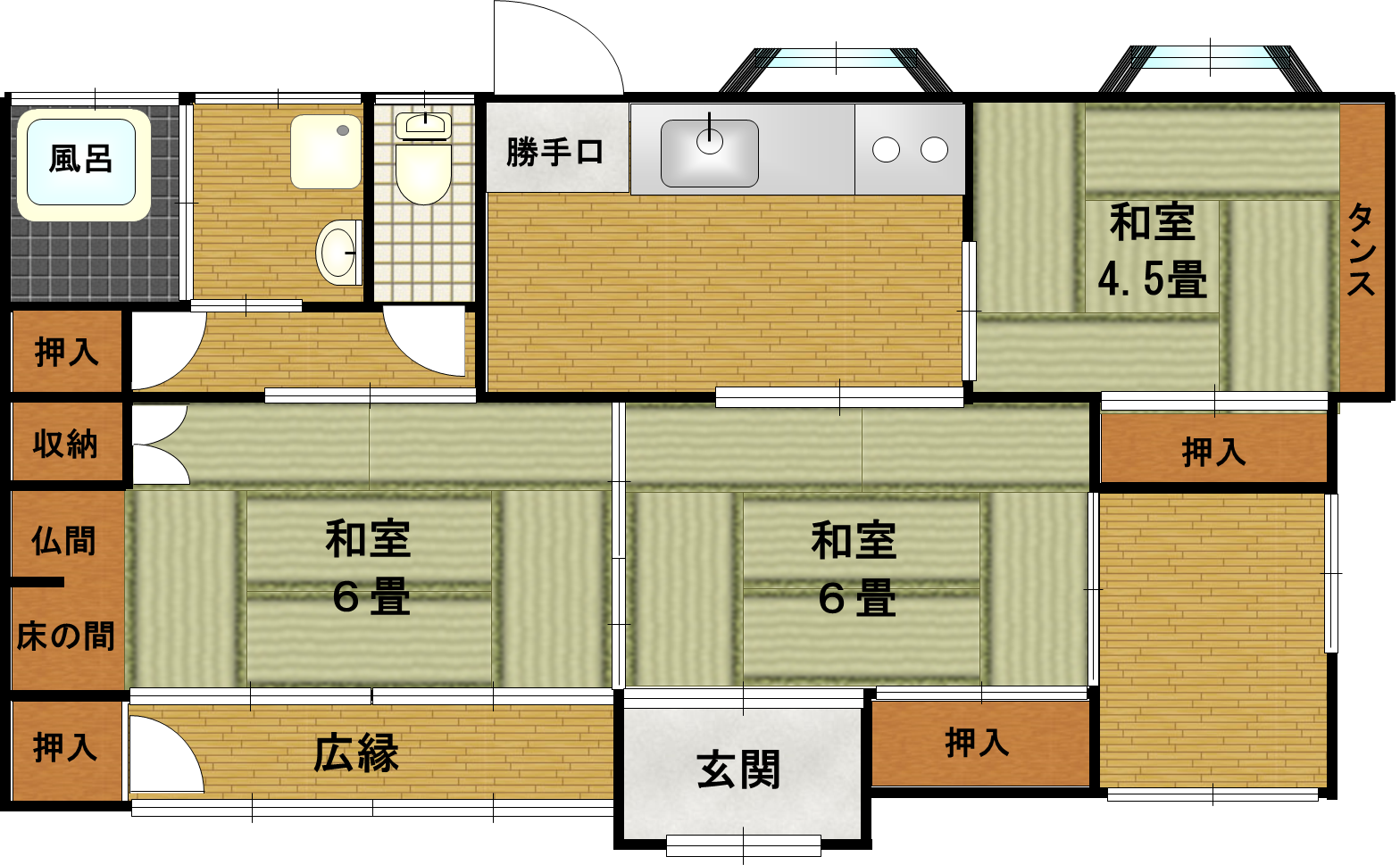 Floor plan for 1990s wood house in Shinjo, Tarumizu