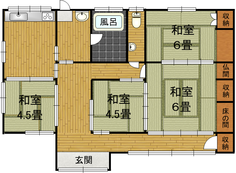 Floor plan for 1980s wood house in Tarumizu, Kagoshima, farmland, approval needed