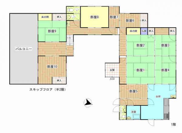 Floor plan for 1960s wood house on a large plot in Oita