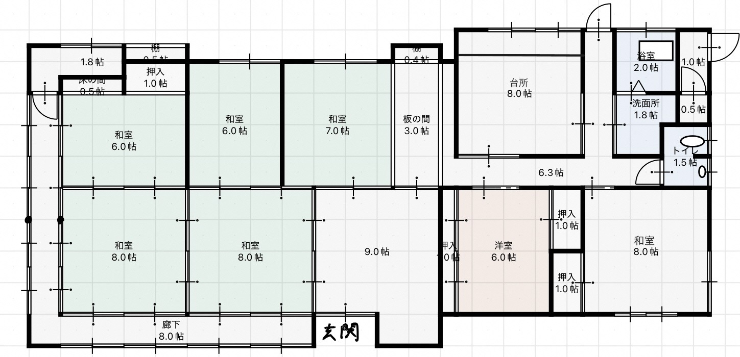 Floor plan for 1920s wood house on a large plot in Shizuoka