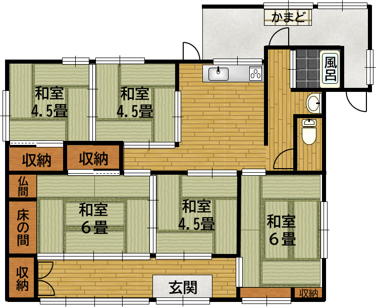 Floor plan for 1970s wood house near the coast in Futagawa, Tarumizu