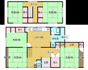 Floor plan for 1980s wood house in Niigata