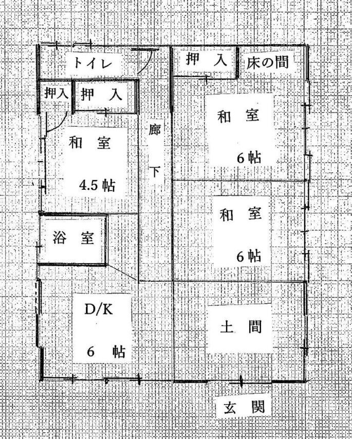 Floor plan for 1960s wood house in Shizuoka