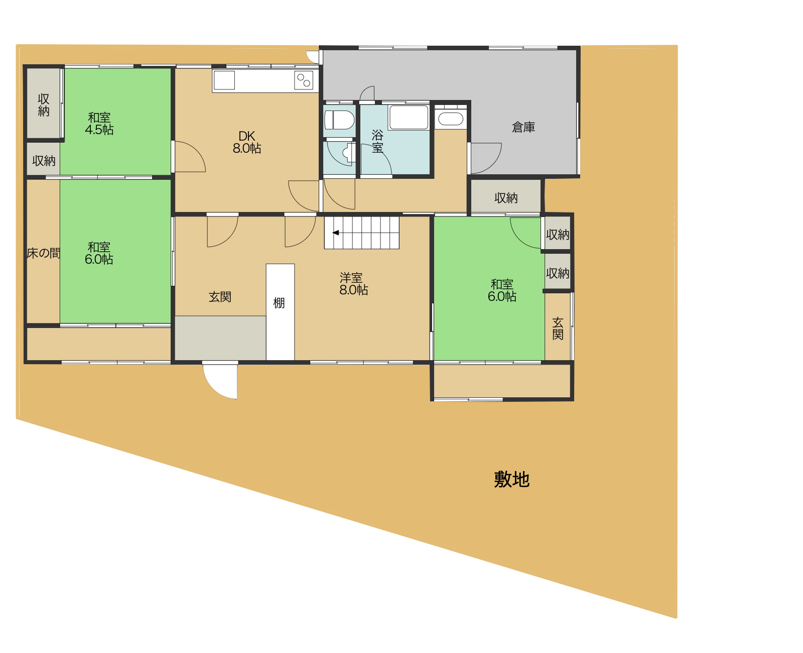 Floor plan for 1970s wood house in Ehime