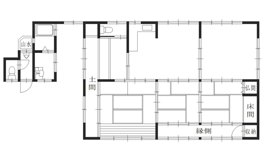 Floor plan for Wood house with outbuildings in Yagi, Nantan