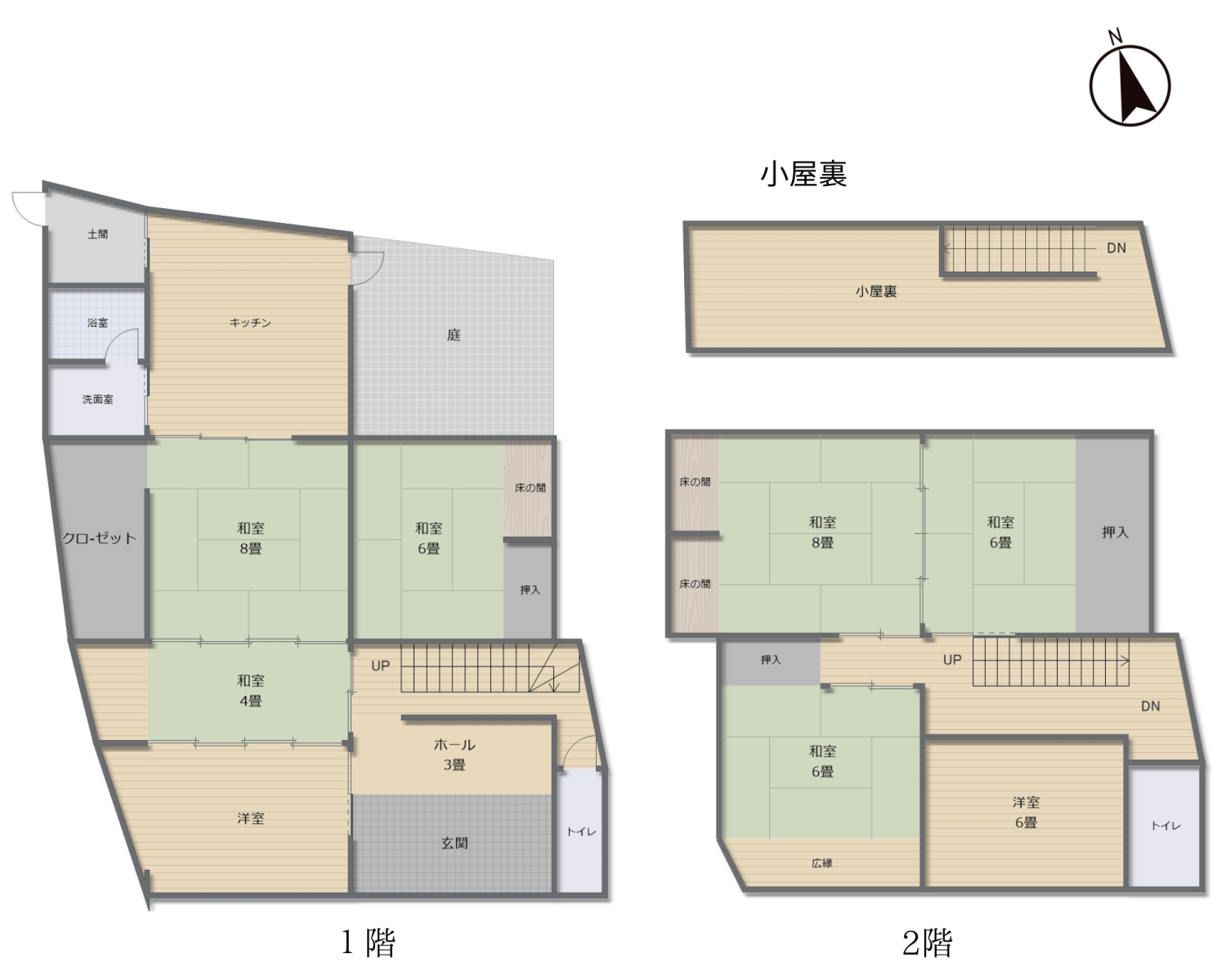 Floor plan for 1970s wood house, 6-min walk to station, Hyogo