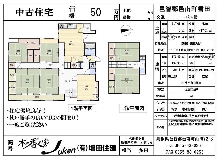 Floor plan for 1910s wood house in Shimane