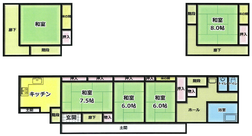 Floor plan for Price cut! Sunken kotatsu seating available ◎ Old folk house in the lively Mukamachicho Shotengai