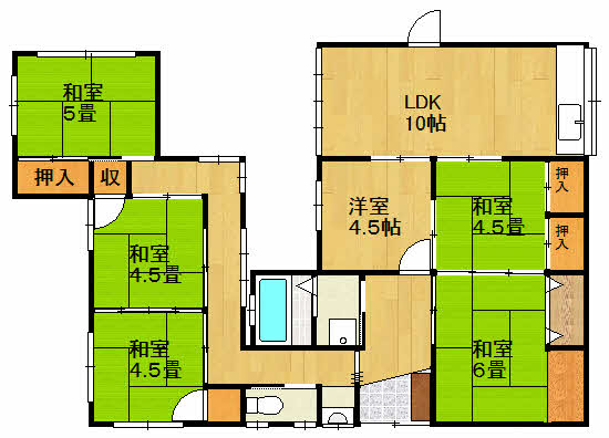Floor plan for 1970s wood house, 20-min walk to station, Shimane