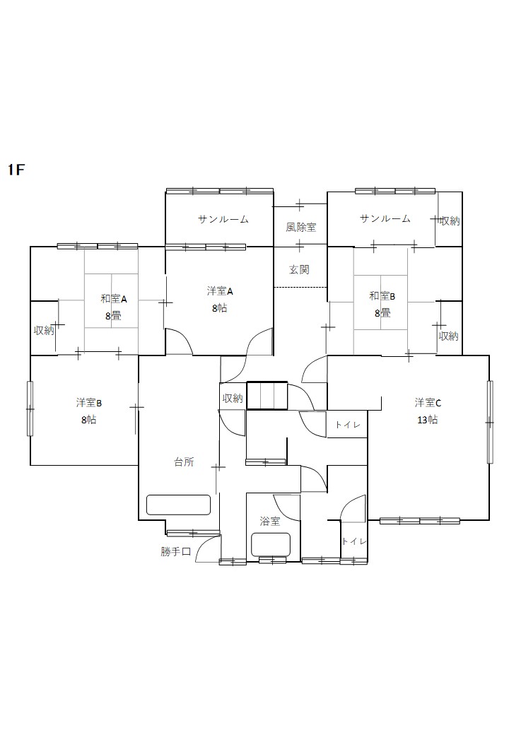 Floor plan for 1970s wood house in Akita