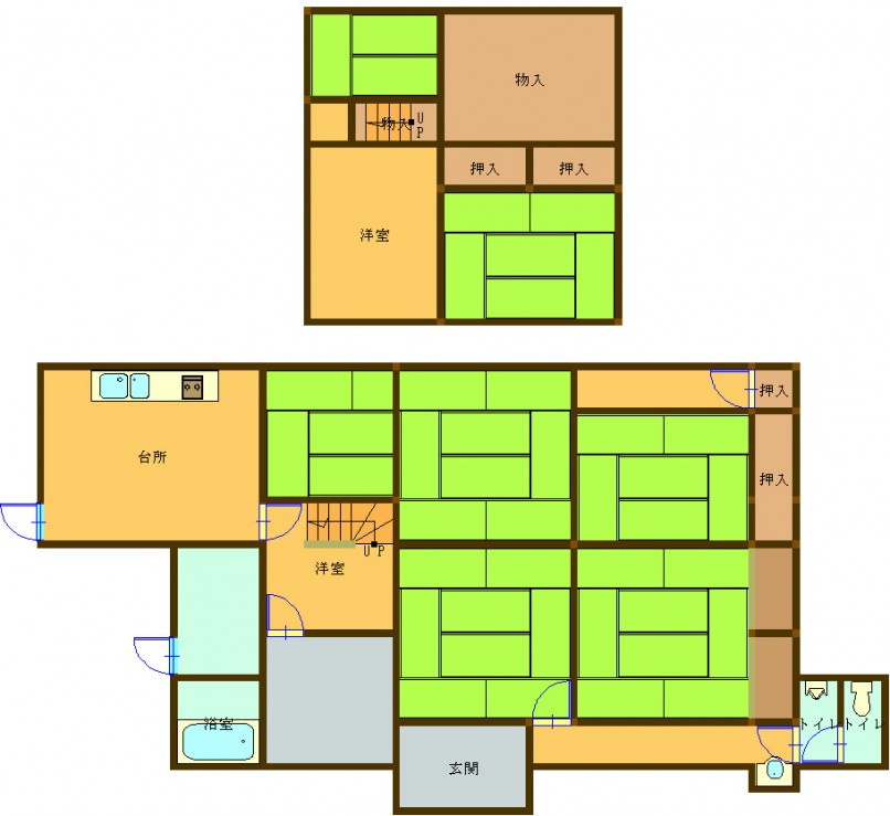 Floor plan for 1970s wood house on a large plot in Oita