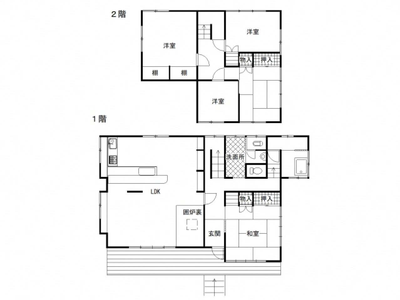Floor plan for 1970s wood house in Tochigi